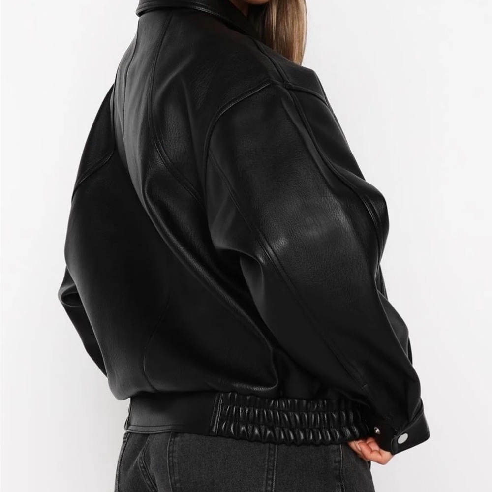 White Fox Boutique Black Bomber Jacket - Picture 2 of 6